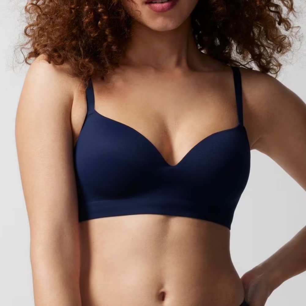 SOMA Size 38D Enbliss Wireless Bra Full Coverage Padded Navy Wire-Free